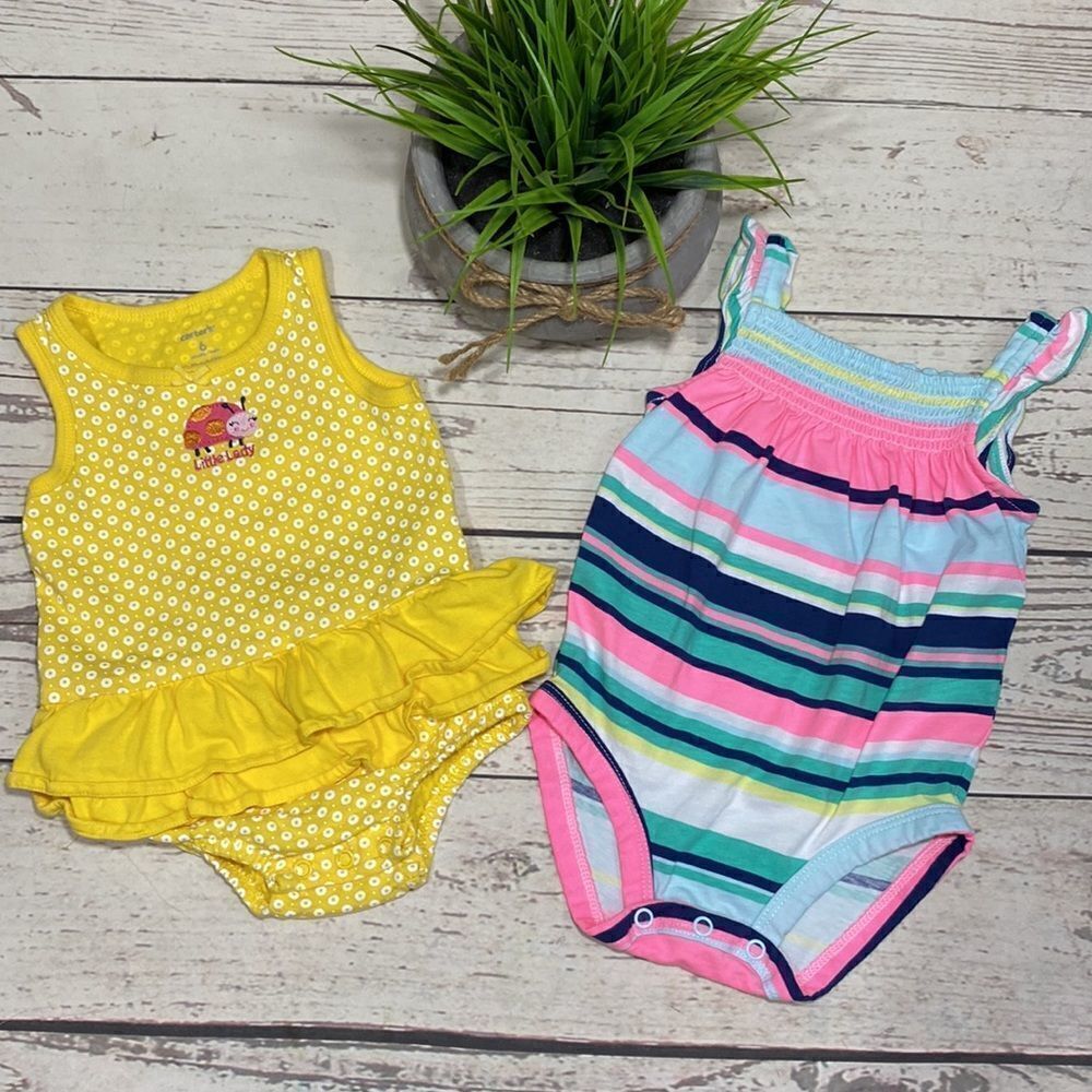 NWOT Bundle of 2 Infant Baby Girl Rompers Size 6M